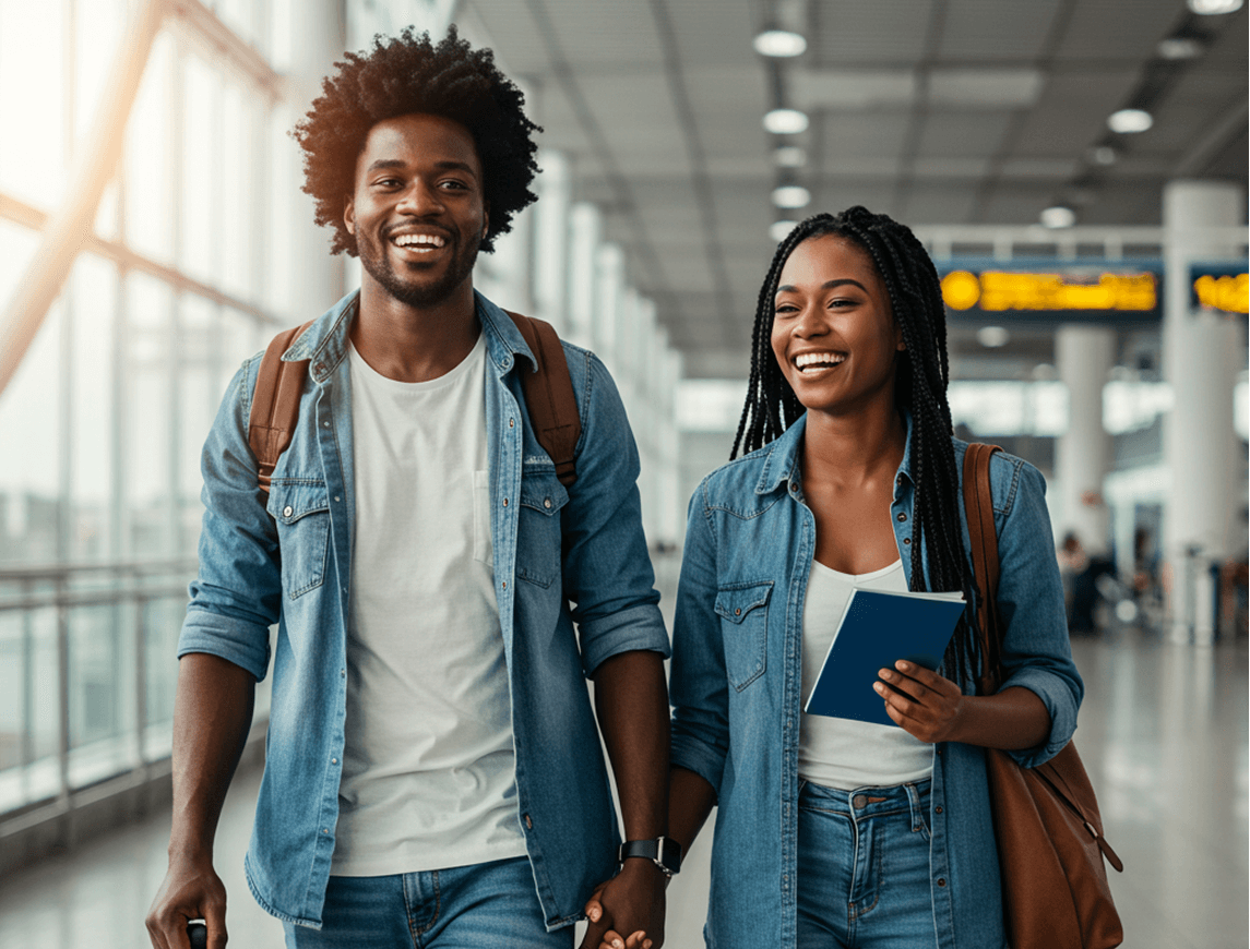 Happy travelers